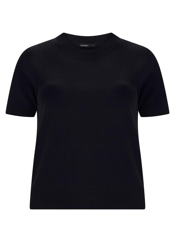 Lunender - Blusa de Mangas Curtas em Malha Tricô Preto