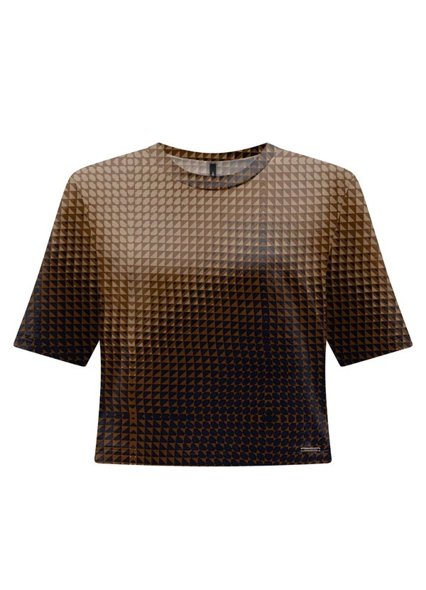 Lunender - Blusa de Mangas Curtas Estampada em Malha Azul
