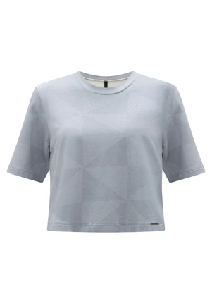 Lunender - Blusa de Mangas Curtas Estampada em Malha Cinza - LUNENDER