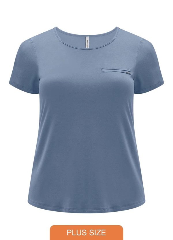 Lunender Mais Mulher - Blusa de Mangas Curtas Plus Size em Malha Azul