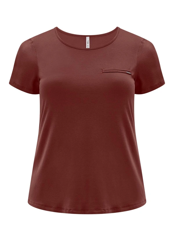 Lunender Mais Mulher - Blusa de Mangas Curtas Plus Size em Malha Marrom 5