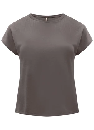 Lunender Mais Mulher - Blusa de Mangas Curtas Plus Size Tricô Cinza - LUNENDER MAIS MULHER