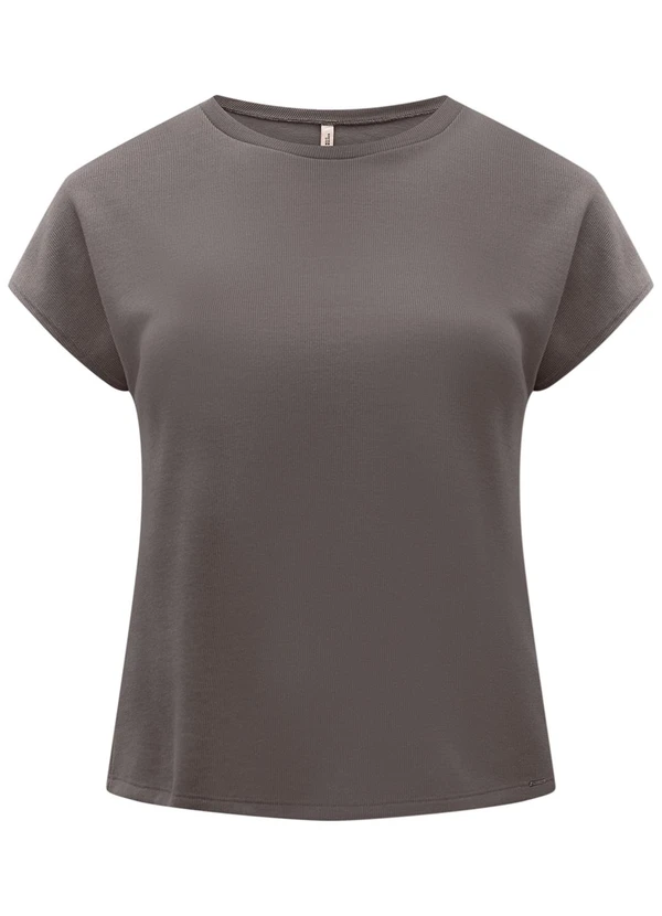 Lunender Mais Mulher - Blusa de Mangas Curtas Plus Size Tricô Cinza