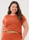 Lunender Mais Mulher - Blusa de Mangas Curtas Plus Size Tricô Laranja - variação: Laranja