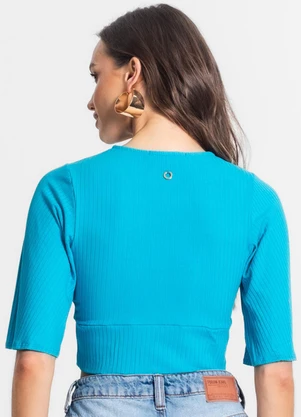 Endless - Blusa de Ribana Canelada Feminina Azul - ENDLESS