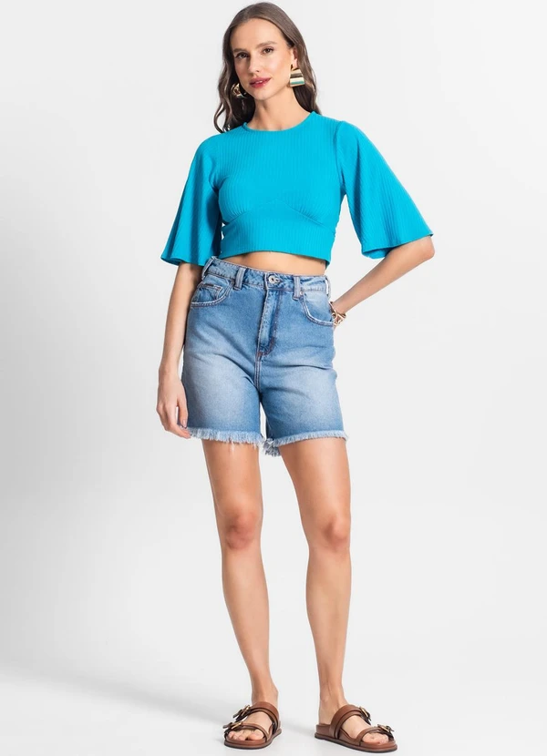 Endless - Blusa de Ribana Canelada Feminina Azul 3