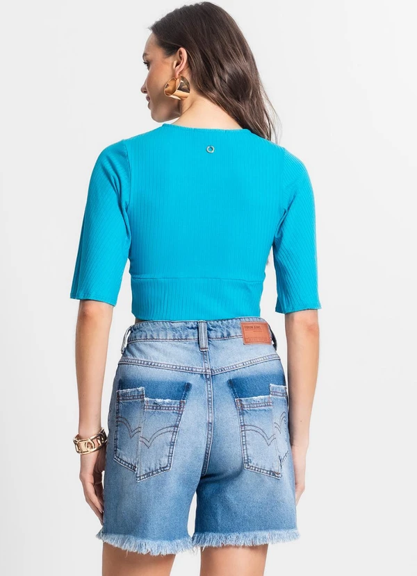 Endless - Blusa de Ribana Canelada Feminina Azul 4
