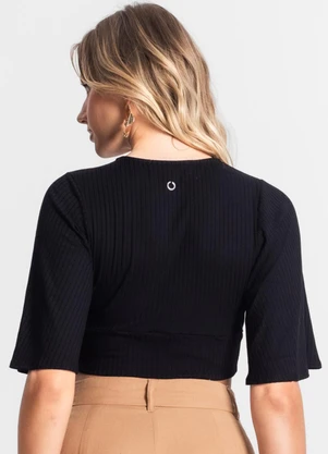Endless - Blusa de Ribana Canelada Feminina Preto - ENDLESS