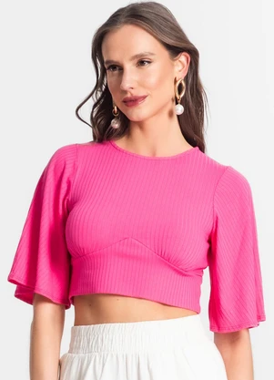 Endless - Blusa de Ribana Canelada Feminina Rosa - ENDLESS