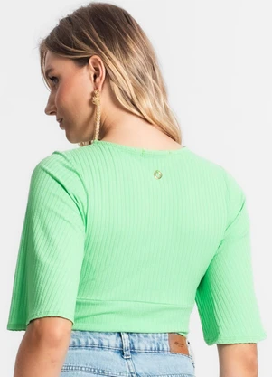 Endless - Blusa de Ribana Canelada Feminina Verde - ENDLESS