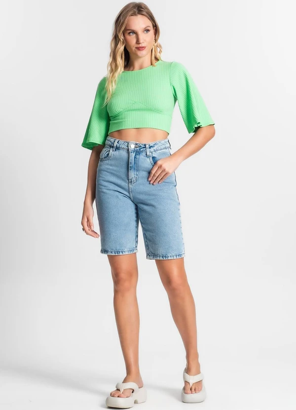 Endless - Blusa de Ribana Canelada Feminina Verde 3