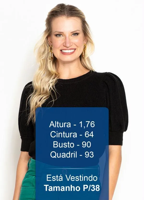 Maria Filó - Blusa de Tricot Malha Inglesa Preta 5