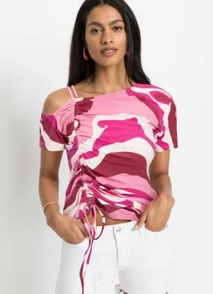 bonprix - Blusa de um Ombro Só Rosa - BONPRIX
