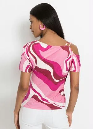bonprix - Blusa de um Ombro Só Rosa - BONPRIX