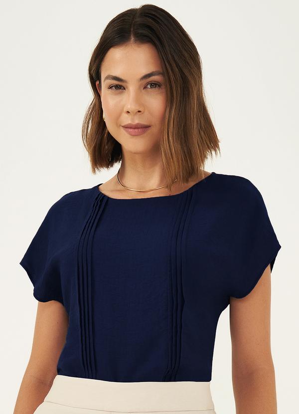 Principessa - Blusa de Viscose com Pregas Marinho Taylor