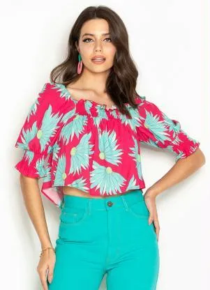 Maria Filó - Blusa de Viscose Estampa Carmen Rosa - MARIA FILÓ