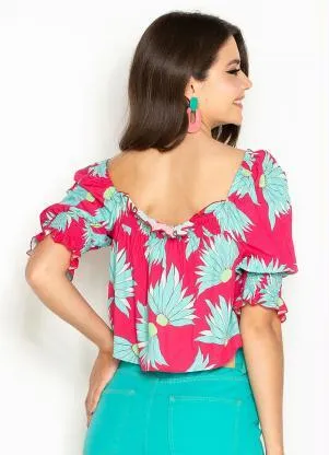 Maria Filó - Blusa de Viscose Estampa Carmen Rosa - MARIA FILÓ