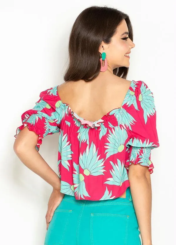 Maria Filó - Blusa de Viscose Estampa Carmen Rosa 2