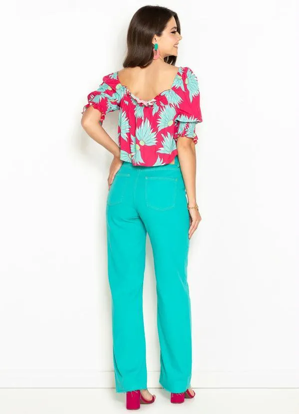 Maria Filó - Blusa de Viscose Estampa Carmen Rosa 4