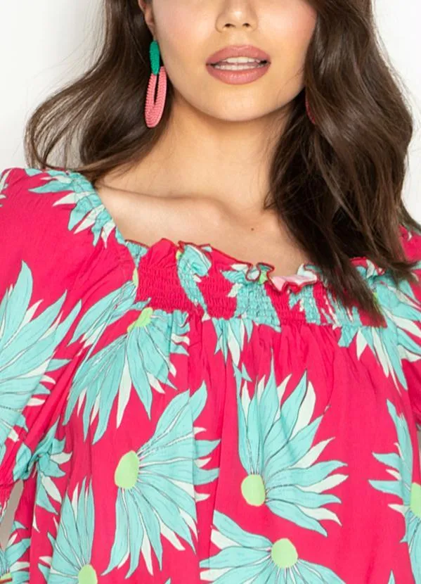 Maria Filó - Blusa de Viscose Estampa Carmen Rosa 6