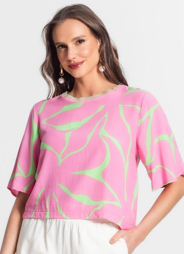 Endless - Blusa de Viscose Khyara Estampada Rosa