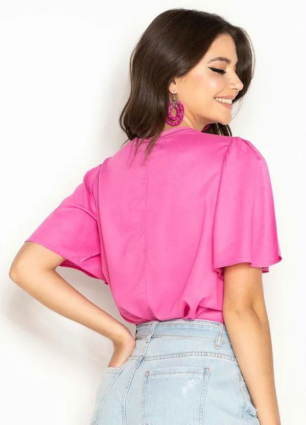 Hering - Blusa de Viscose Manga Curta Rosa 4