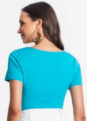 Endless - Blusa de Viscotorcion Decote Azul - ENDLESS