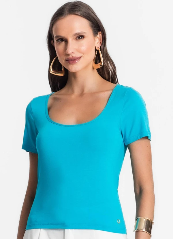 Endless - Blusa de Viscotorcion Decote Azul