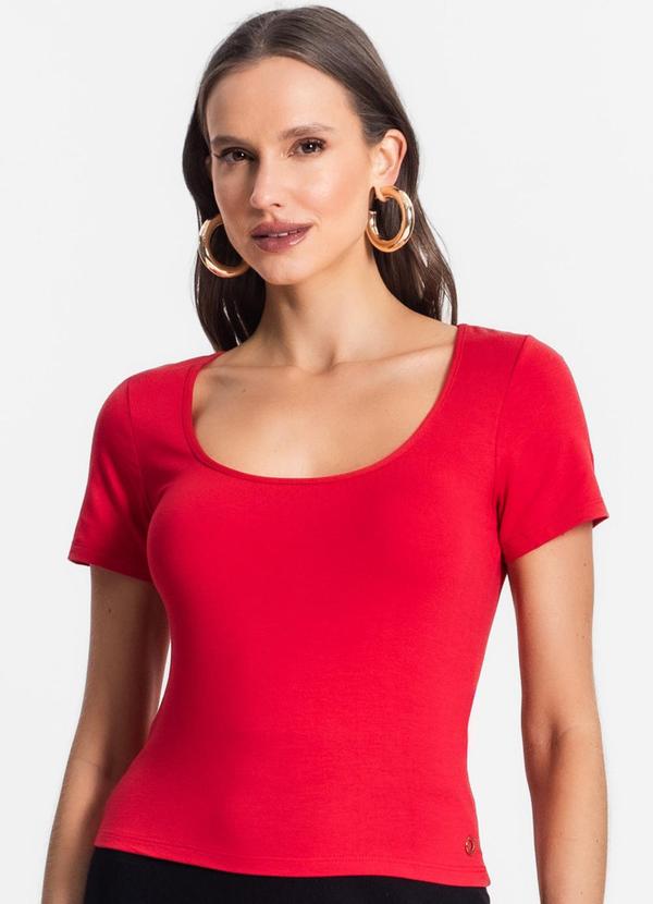 Endless - Blusa de Viscotorcion Decote Vermelho