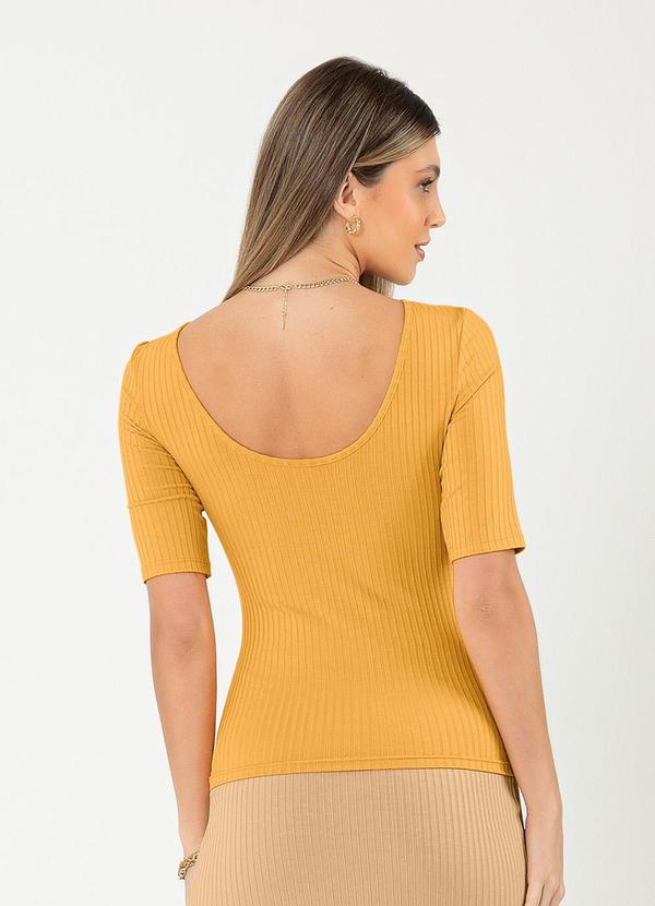 Cativa - Blusa Decote Canoa Canelada Laranja 3
