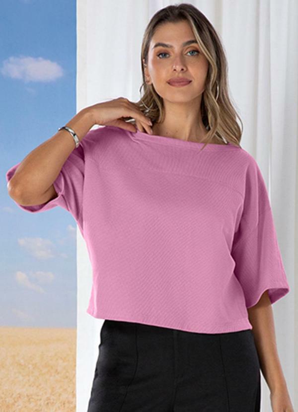 Use Modo - Blusa Decote Canoa com Trancador Rosa