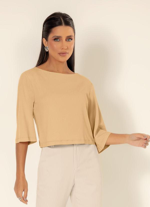 Gris - Blusa Decote Canoa em Viscose Caramelo