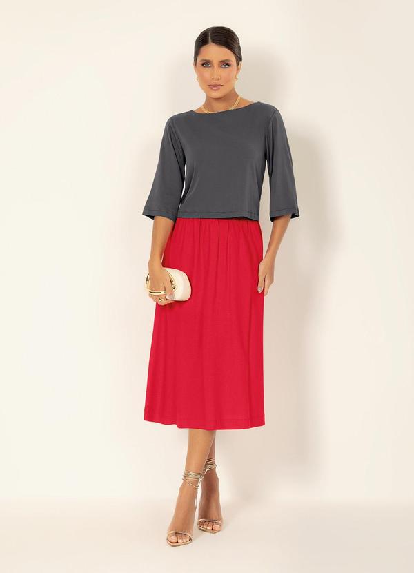 Gris - Blusa Decote Canoa em Viscose Cinza Escuro 3