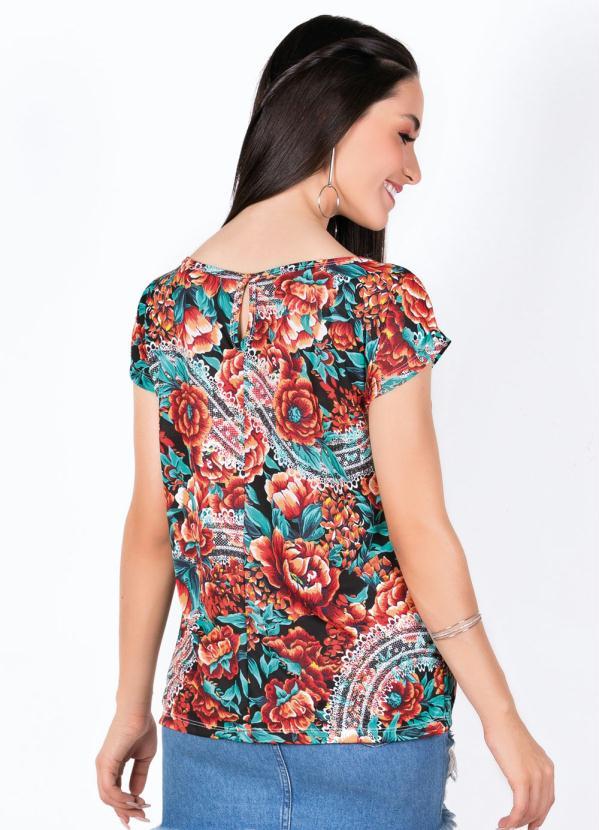 Outlet - Blusa Decote Canoa Floral com Detalhe em Gota 2