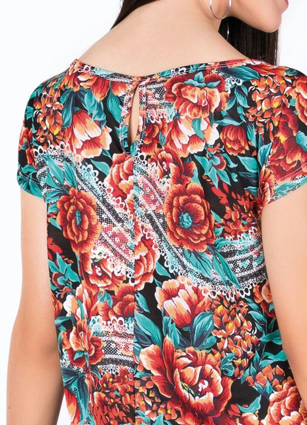 Outlet - Blusa Decote Canoa Floral com Detalhe em Gota 3