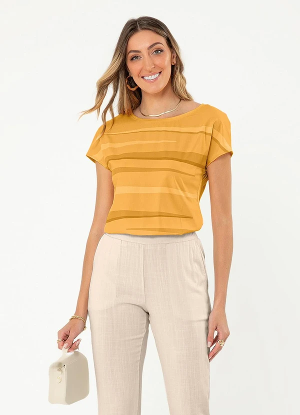 Cativa - Blusa Decote Canoa Misturinha Laranja 1