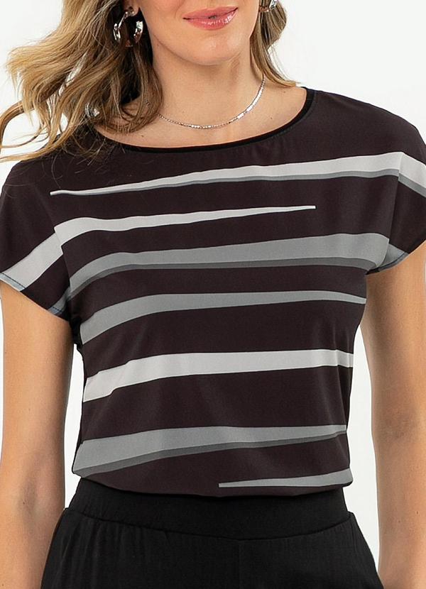 Cativa - Blusa Decote Canoa Misturinha Preto 3