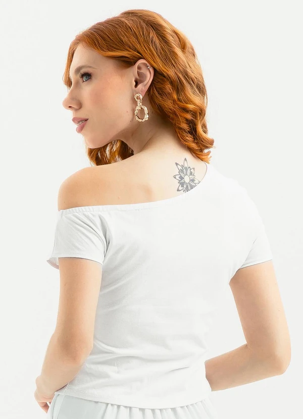 Cativa - Blusa Decote Ombro a Ombro em Cotton Branco  2