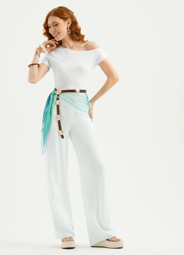 Cativa - Blusa Decote Ombro a Ombro em Cotton Branco  3