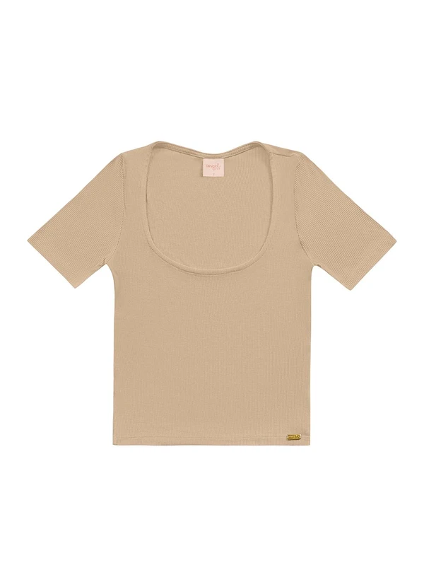 Angel - Blusa Decote Quadrado Basic Bege