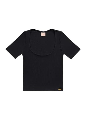 Angel - Blusa Decote Quadrado Basic Preto - ANGEL