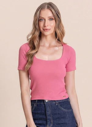 Angel - Blusa Decote Quadrado Basic Rosa - ANGEL