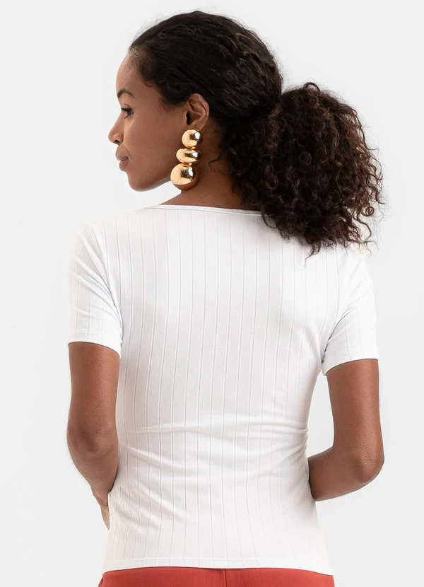 Cativa - Blusa Decote Quadrado Canelada Branco  2