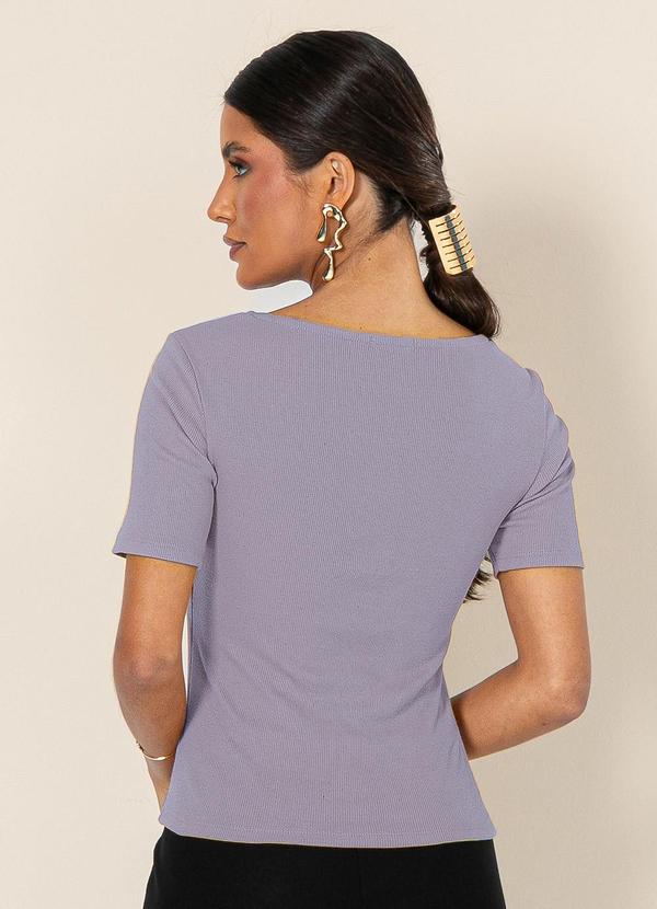 Gris - Blusa Decote Quadrado Canelada Lilás 2