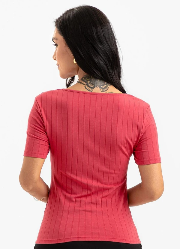 Cativa - Blusa Decote Quadrado Canelada Vermelho 2