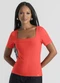 Cativa - Blusa Decote Quadrado em Canelado Laranja Escuro - variação: Laranja Escuro