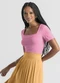 Cativa - Blusa Decote Quadrado em Canelado Laranja Escuro - variação: Rosa