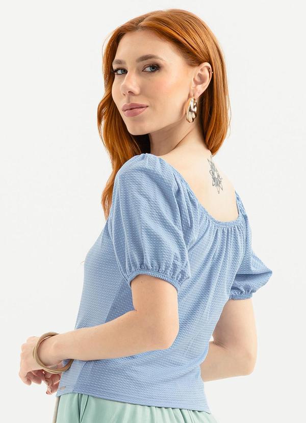 Cativa - Blusa Decote Quadrado em Cotton Azul Claro 2