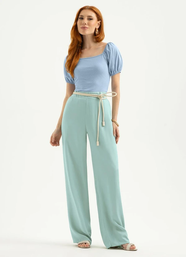 Cativa - Blusa Decote Quadrado em Cotton Azul Claro 3