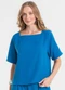 Rovitex - Blusa Decote Quadrado em Tecido Marrom - variação: Azul